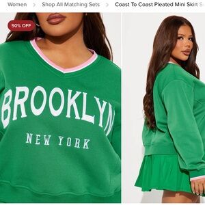 Size 3x Coast To Coast Pleated Mini Skirt Set - Kelly Green